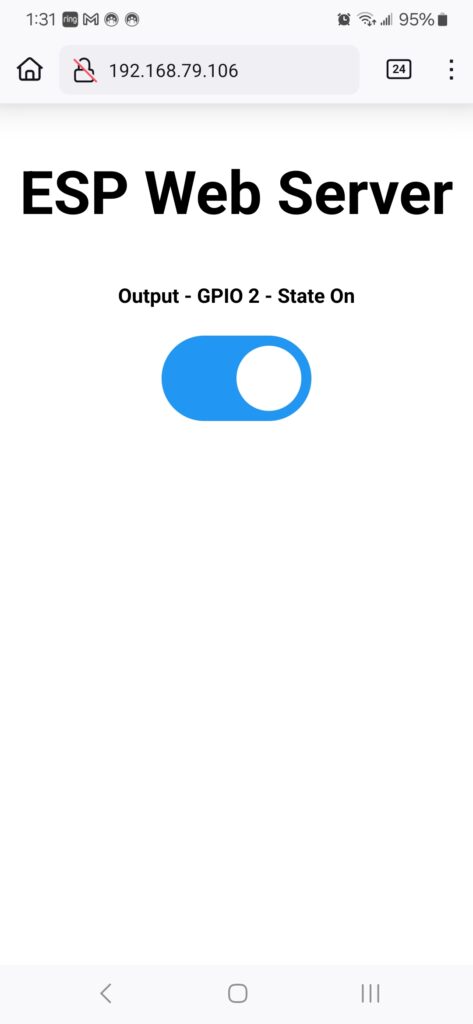 screenshot from mobile device connected to ESP32 web server